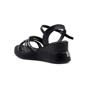 BERK POLİ TABAN TAŞLI KADIN SANDALET - SİYAH - 36