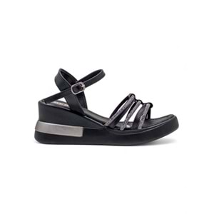 BERK POLİ TABAN TAŞLI KADIN SANDALET - SİYAH - 39