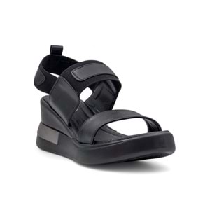 BERK POLİ TABAN LASTİKLİ KADIN SANDALET - SİYAH - 40