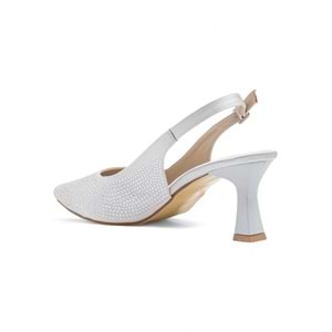 BERK TAŞLI ALÇAK KADEH TOPUKLU ABİYE - BEYAZ - 36