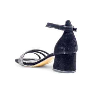 BERK TAŞLI ALÇAK TOPUKLU ABİYE SÜET - SİYAH - 40