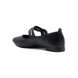 KAYGISIZ ÇİFT TOKALI KADIN BABET - SİYAH - 36