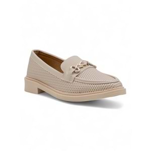 DORUK SHOES TOKALI GÜNLÜK KADIN LOAFER AYAKKABI - KREM - 38