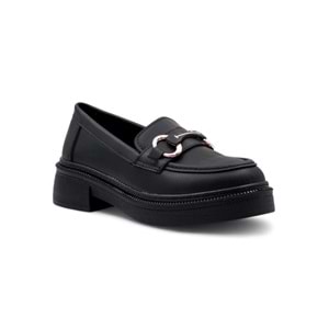 WHİTE ANGEL TOKA DETAYLI KADIN LOAFER AYAKKABI - SİYAH - 37
