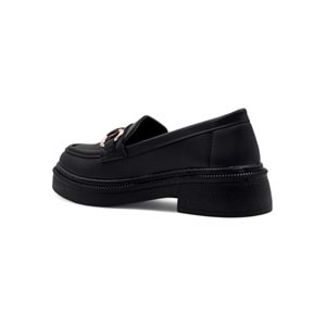 WHİTE ANGEL TOKA DETAYLI KADIN LOAFER AYAKKABI - SİYAH - 37