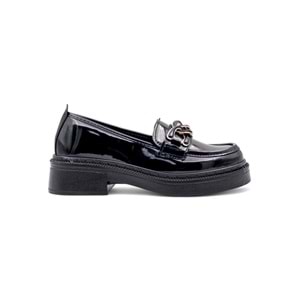 ŞANZELİZE TOKA DETAYLI KADIN LOAFER AYAKKABI RUGAN - SİYAH - 40