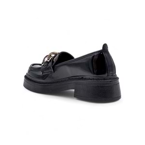 ŞANZELİZE TOKA DETAYLI KADIN LOAFER AYAKKABI RUGAN - SİYAH - 40