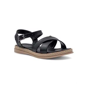 KAYGISIZ ÇAPRAZ KADIN SANDALET - SİYAH - 40