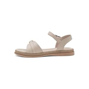 KAYGISIZ TAŞLI KADIN SANDALET - KREM - 40