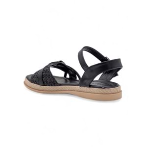KAYGISIZ TAŞLI KADIN SANDALET - SİYAH - 40