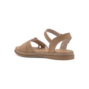 KAYGISIZ TAŞLI KADIN SANDALET - VİZON - 40