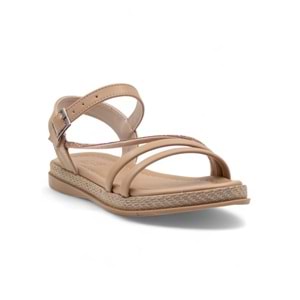 KAYGISIZ YAN ATKILI TAŞLI KADIN SANDALET - VİZON - 40