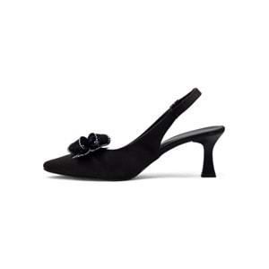 BERK FİYONKLU TAŞLI ALÇAK KADEH TOPUKLU ABİYE - SİYAH - 36