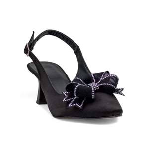 BERK FİYONKLU TAŞLI ALÇAK KADEH TOPUKLU ABİYE - SİYAH - 36