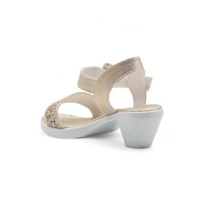 VARKAN TOPUKLU KIZ ÇOCUK SANDALET - ALTIN - 30