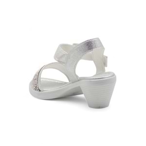 VARKAN TOPUKLU KIZ ÇOCUK SANDALET - GÜMÜŞ - 30