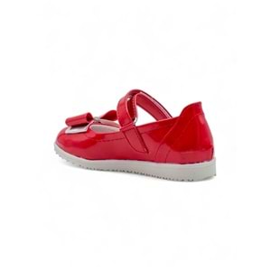 VARKAN FİYONKLU KIZ ÇOCUK BABET AYAKKABI - KIRMIZI RUGAN - 26