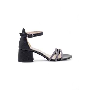 VARKAN TAŞLI TOPUKLU KIZ ÇOCUK ABİYE - SİYAH - 33