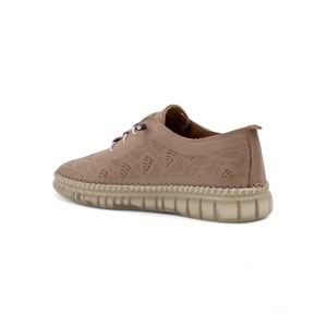 MR WHİTE LASTİK BAĞLI ŞEFFAF TABAN HAKİKİ DERİ KADIN GÜNLÜK AYAKKABI - VİZON - 36