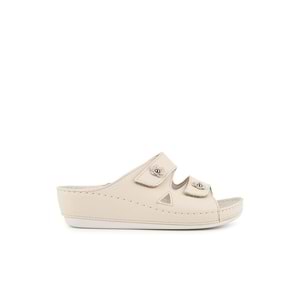 Muya Purita Anatomik Taban Dört Mevsim Kadın Terlik - Krem - 40