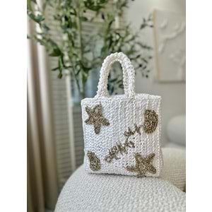 blancaston Hasır El Örgüsü Motifli Çanta