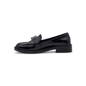 TRENDY 0701 TOKA DETAYLI RUGAN KADIN LOAFER - SİYAH - 40