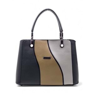 1010 Kadın 3 Bölmeli El ve Omuz Çantası - SİYAH-HAKİ