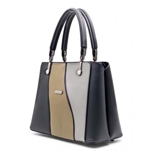 1010 Kadın 3 Bölmeli El ve Omuz Çantası - SİYAH-HAKİ