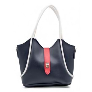 1020 Kadın Makyaj Çantalı El ve Omuz Çantası 2 li Set - LACİVERT