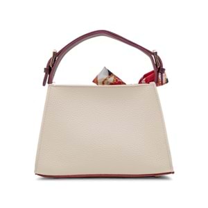 1050 Kadın Kurdele Detaylı El ve Omuz Çantası - KREM