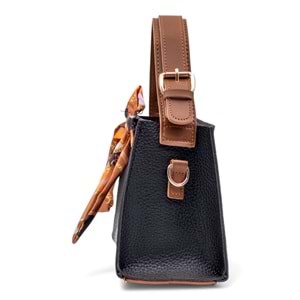 1050 Kadın Kurdele Detaylı El ve Omuz Çantası - SİYAH-TABA