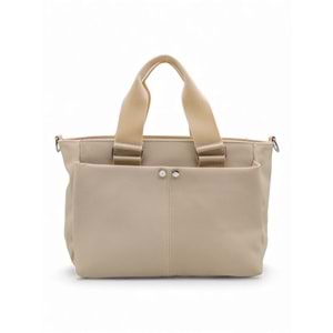 1070 Kadın Saten Çok Cepli Çapraz El ve Omuz Çantası - KREM