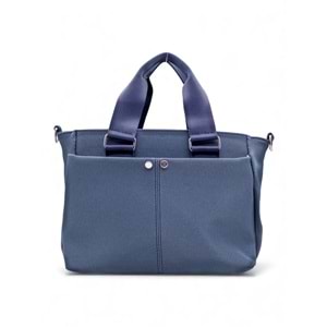 1070 Kadın Saten Çok Cepli Çapraz El ve Omuz Çantası - LACİVERT