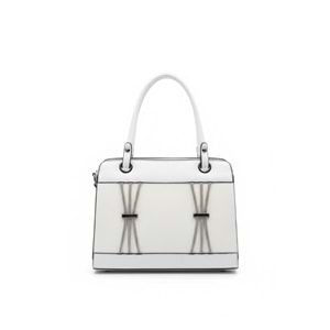 1080 Kadın Taş Detaylı El ve Omuz Çantası - BEYAZ