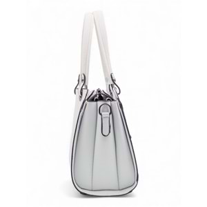 1080 Kadın Taş Detaylı El ve Omuz Çantası - BEYAZ