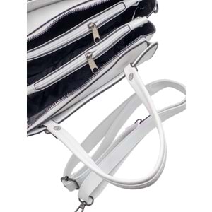 1080 Kadın Taş Detaylı El ve Omuz Çantası - BEYAZ