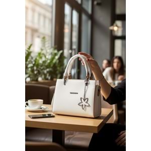 1100 Kadın Kutu El ve Omuz Çantası - BEYAZ