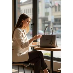 1100 Kadın Kutu El ve Omuz Çantası - FÜME