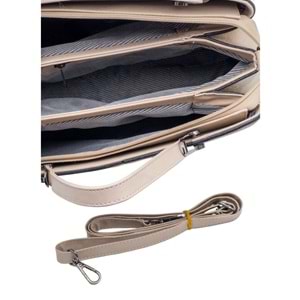 1110 Kadın 3 Bölmeli El ve Omuz Çantası - VİZON