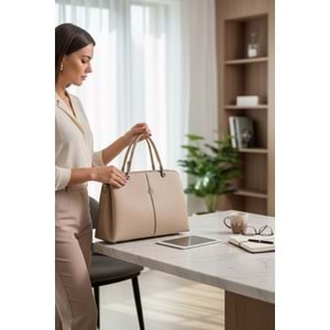 1110 Kadın 3 Bölmeli El ve Omuz Çantası - VİZON