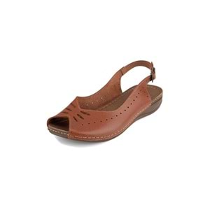 Muya Knotted Anatomik Taban Hakiki Deri Kadın Sandalet - Taba - 40
