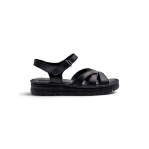 VOYAGER Z641 HAKİKİ DERİ KADIN SANDALET - SİYAH - 40