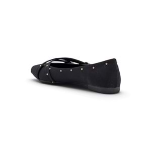 SHOES 0007 ZIMBA DETAYLI KADIN BABET - SİYAH - 36