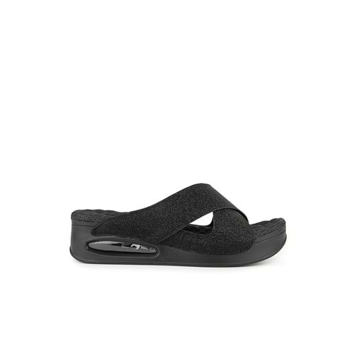 Muya Fly Anatomik Air Max Tabanlı Topuk Dikeni Kadın Terlik - Siyah Desenli - 40