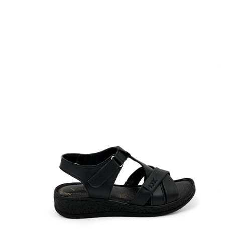 VOYAGER 9216 KADIN DERİ SANDALET SARAÇLI - SİYAH NATA - 37