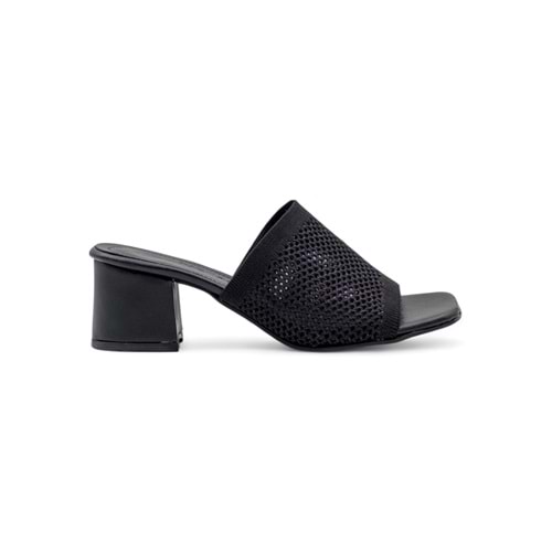 VİVENZA HASIRLI KADIN TOPUKLU TERLİK - SİYAH - 36