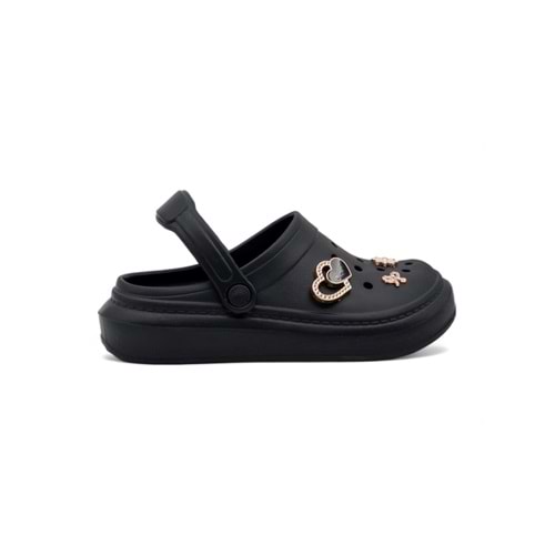 AKINALBELLA E263.012 TAŞLI KADIN CROCS TERLİK - SİYAH - 36