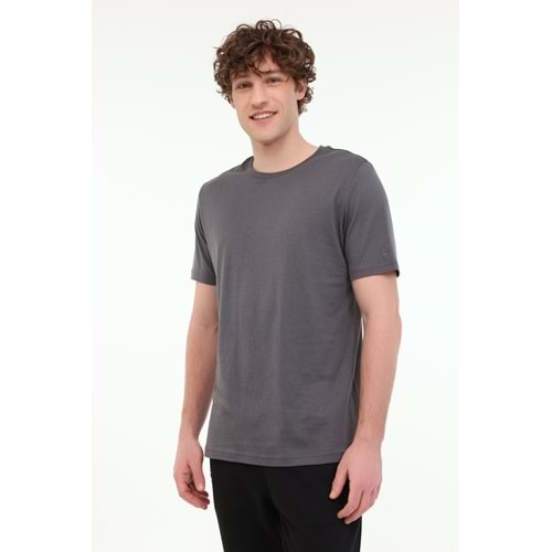 LUMBERJACK MB CT110 PM C NK T-SH 5FX ERKEK KISA KOL TİŞÖRT - ANTRASİT - M