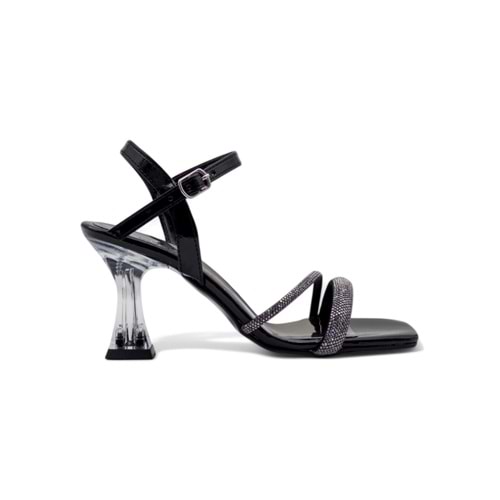 PANDORA MODA Y25.50.700 İKİ ŞERİT TAŞLI KADIN ŞEFFAF TOPUKLU ABİYE - SİYAH - 36