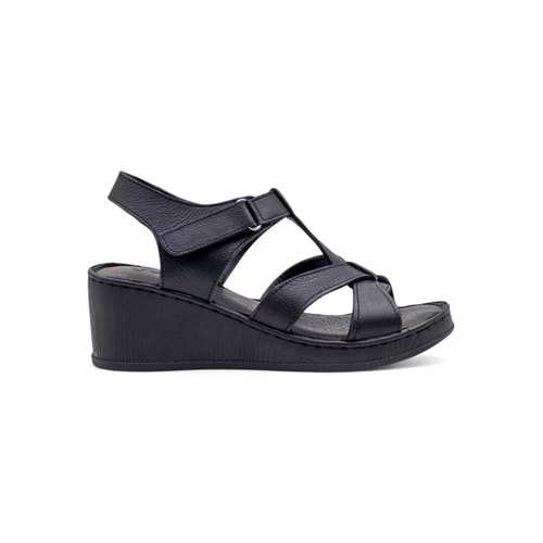 VOYAGER 9200 HAKİKİ DERİ KADIN ÇAPRAZ SANDALET - SİYAH - 40